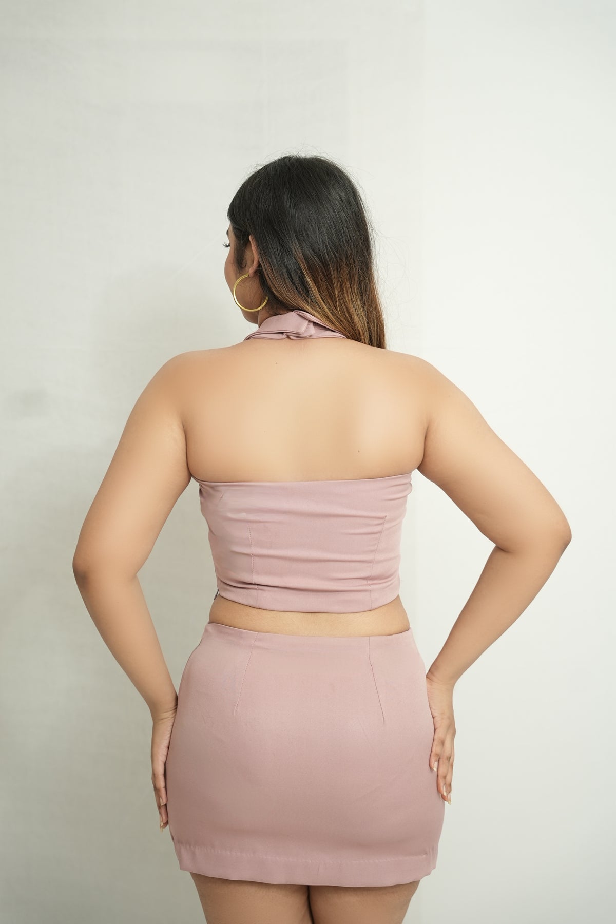 She didn't text back | Blush pink lapel corset top